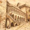 Castle From Hunedoara - Ink Drawings - By Iuliana Sava, Brown And White For Drawings Drawing Artist